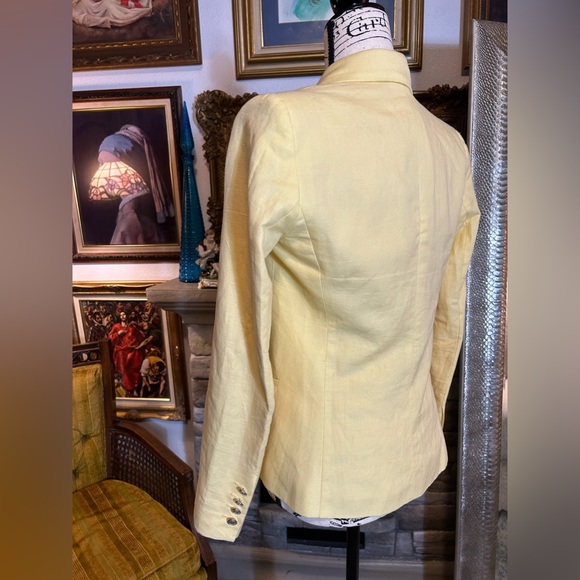 Mango Linen Blend Yellow Blazer Size XS - Picture 6 of 7